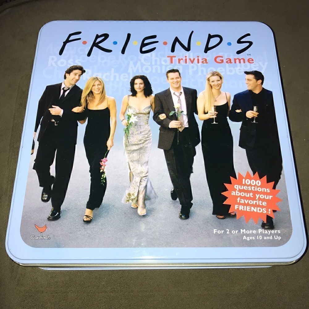 Friends Trivia Board Game Collectible Blue Tin Picture Cards 2002 Complete